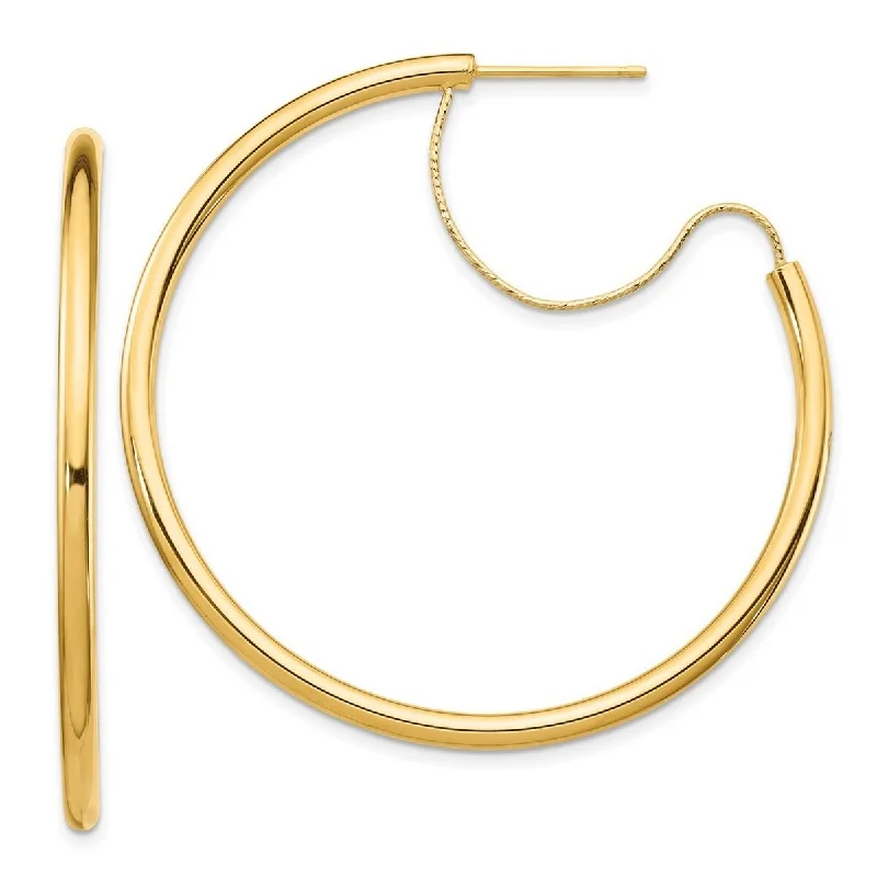 Curata 14k 2.5x40mm Polished With Sparkle Cut Wire Hoop Earrings - 46.23x40mm Wide 2.5mm Thick