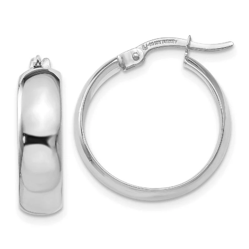 Curata 10k White Gold Polished Hinged 19x4.6mm Round Hoop Earrings