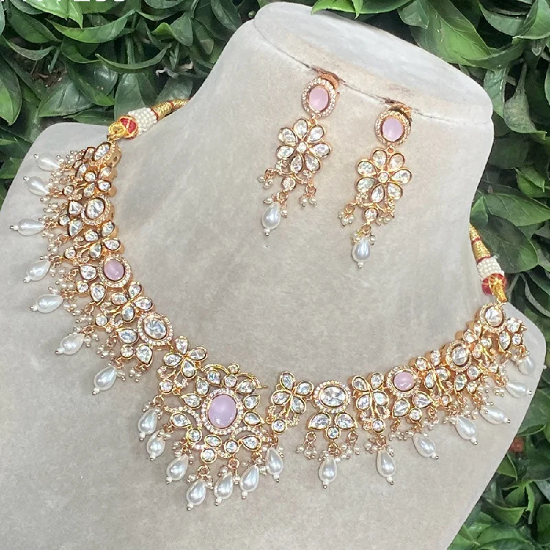 Royal Kundan Jewellery Gold Plated Polki Kundan And Pearls Necklace Set