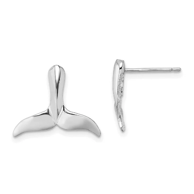 Curata 14k White Gold 2d Whale Tail Post Earrings 2 d - 12.85mm