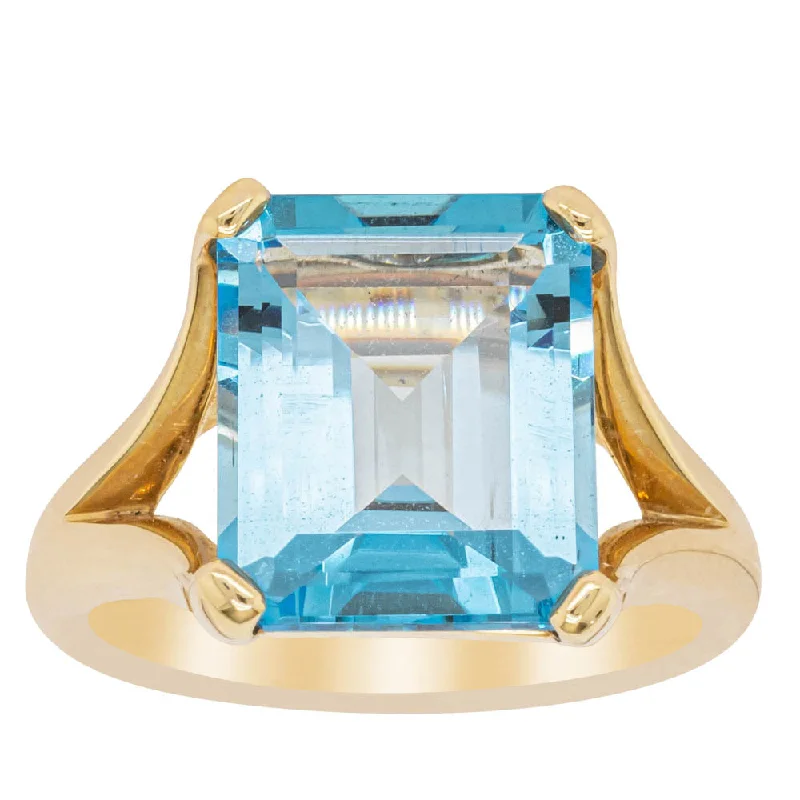 14ct Yellow Gold Blue Topaz Verona Ring