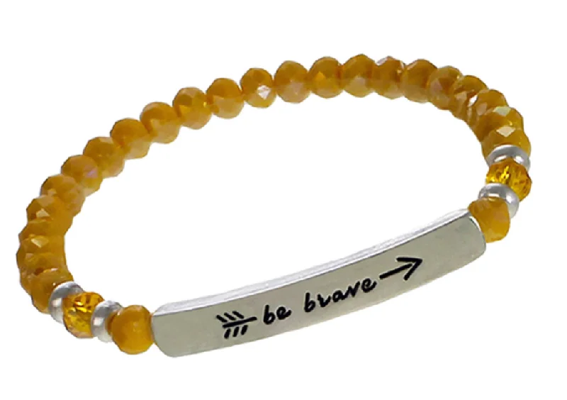 Inspirational Crystal Bracelets BE BRAVE Beige