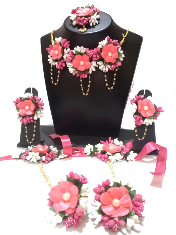 Bhavi Jewels Flower Necklace Set for Haldi Ceremony / Baby Shower