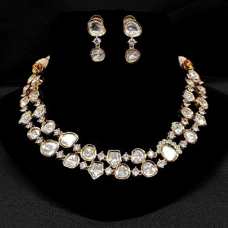 Royal Kundan Jewellery Gold Plated Polki Kundan Necklace Set