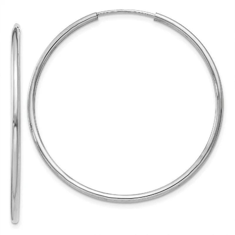 Curata 14k White Gold tube 1.5x37mm Polished Endless Hoop Earrings