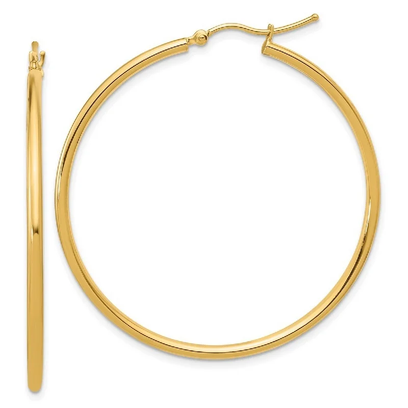 Curata 14k Yellow Gold 45x2mm Polished Hinged Hoop Earrings