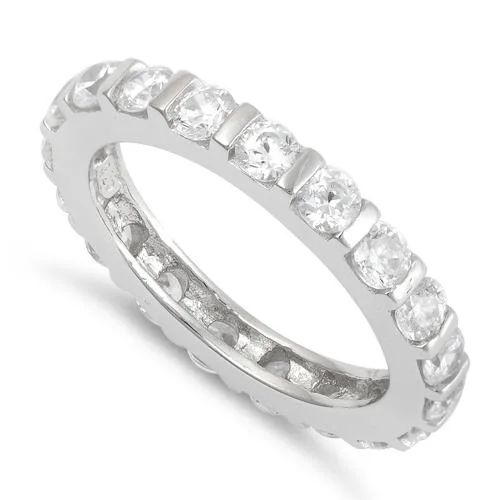 Sterling Silver Round Stackable Eternity CZ Ring