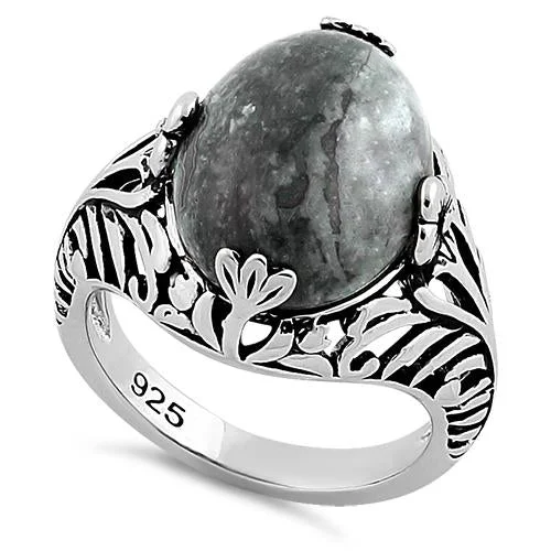 Sterling Silver Crazy Lace Agate Gemstone Ring