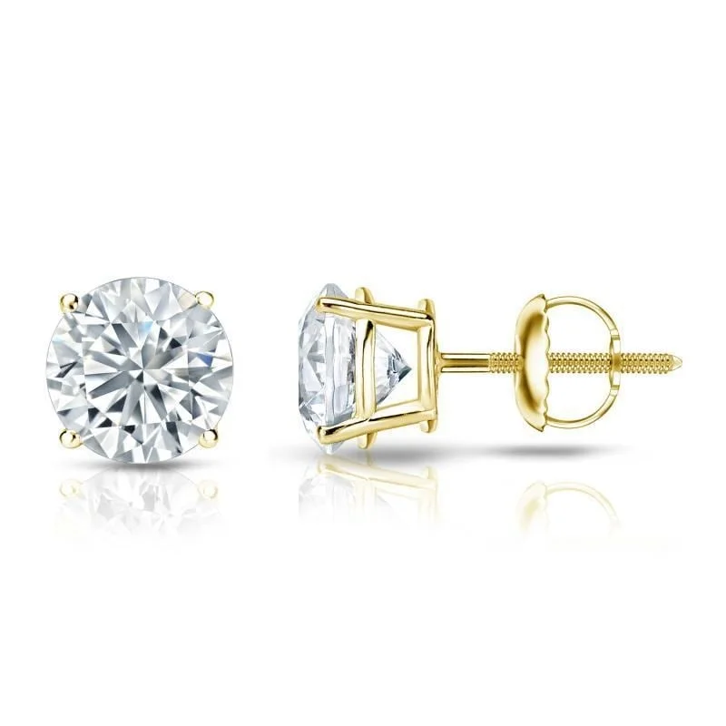 Auriya 18k Gold Certified 4 carat TW Round Diamond Stud Earrings