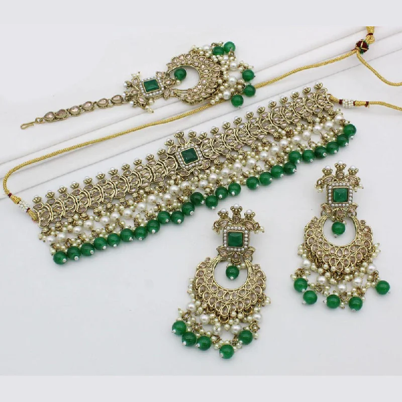 Manisha Jewellery Gold Plated Crystal Stone Choker Necklace Set