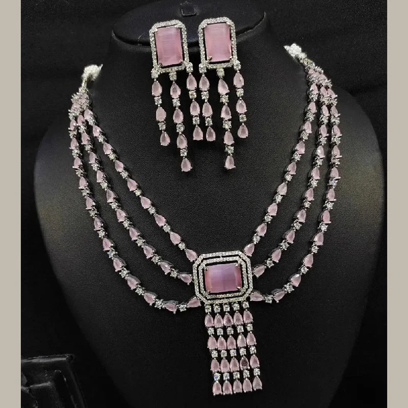 Aamrapali Silver Plated American Diamond Necklace Set