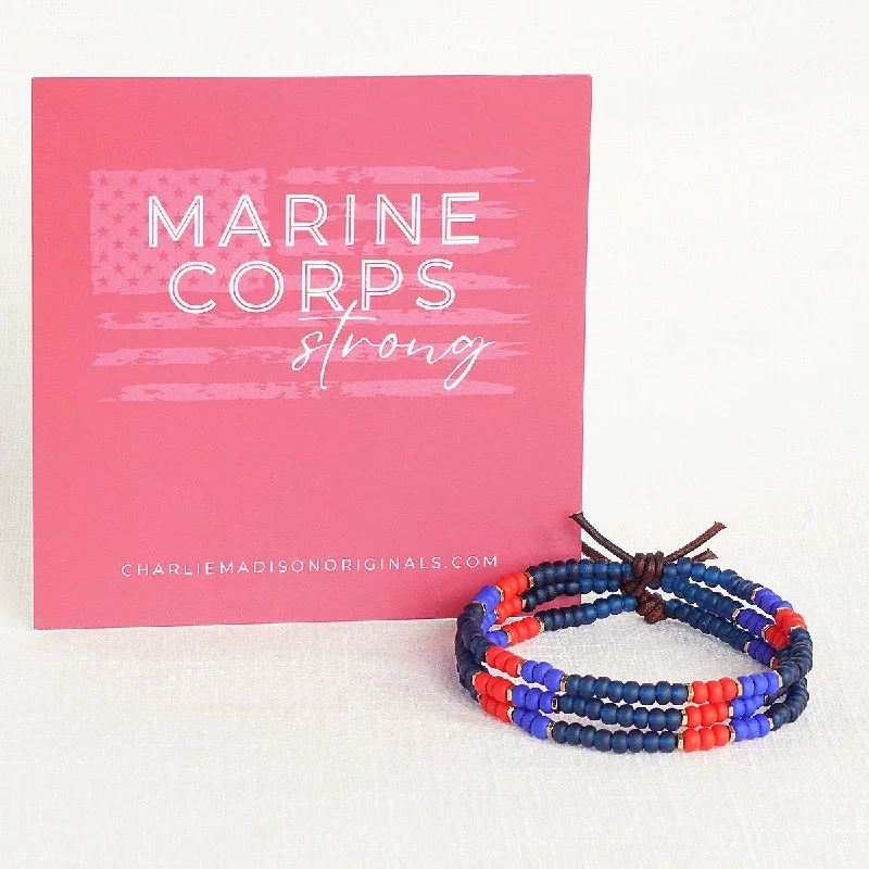 Marine Corps Strong Bracelet | Tiny Stacker Seed Bead Bracelet