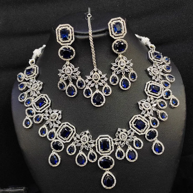 Aamrapali Silver Plated American Diamond Necklace Set