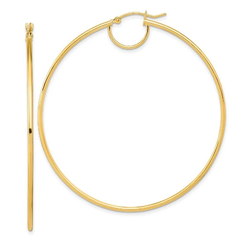 Curata 14k Yellow Gold Polished Thin 57.7x1.5mm Hoop Earrings