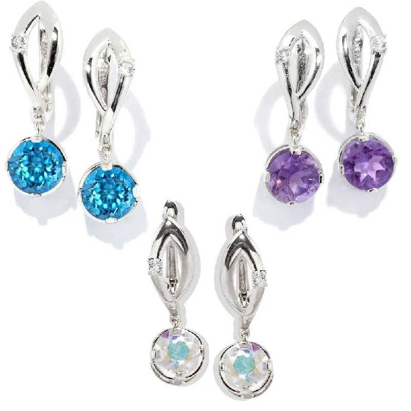 Sterling silver choice of gemstone dangling earrings