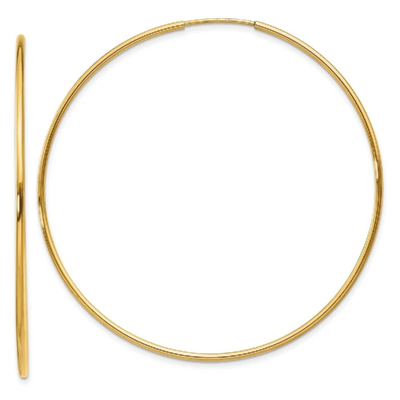 Curata 14k Yellow Gold tube 1.25x50mm Polished Round Endless Hoop Earrings