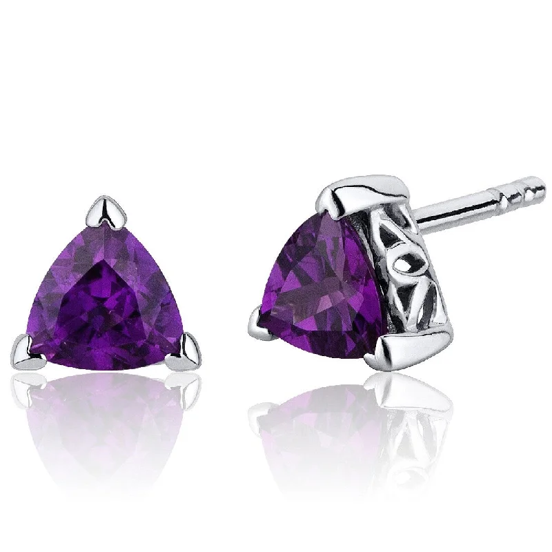 Sterling Silver 1.5ct Amethyst Trillion Stud Earrings