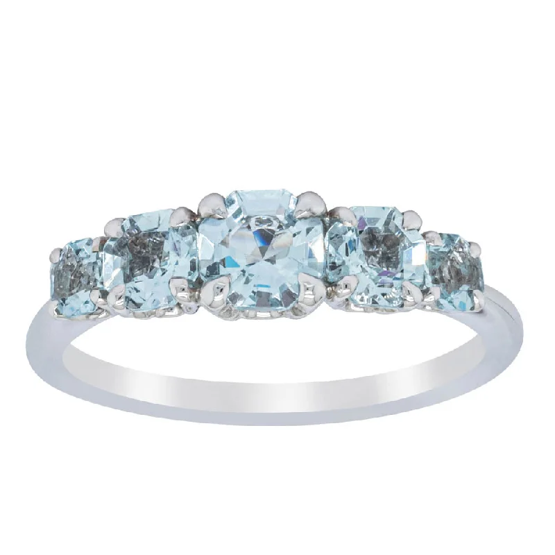 18ct White Gold Five Stone Aquamarine Octavia Ring