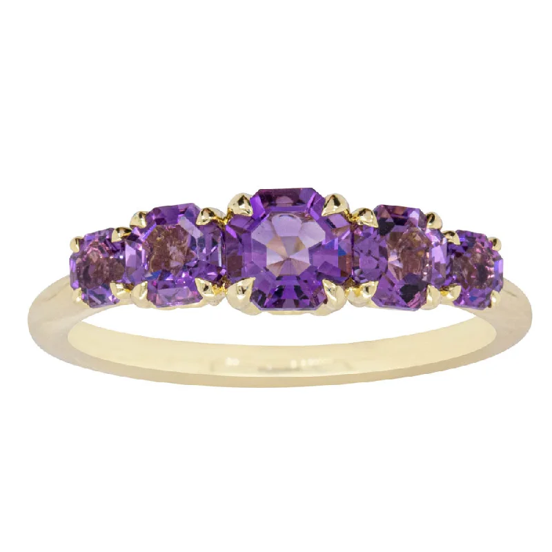 18ct Yellow Gold Five Stone Amethyst Octavia Ring