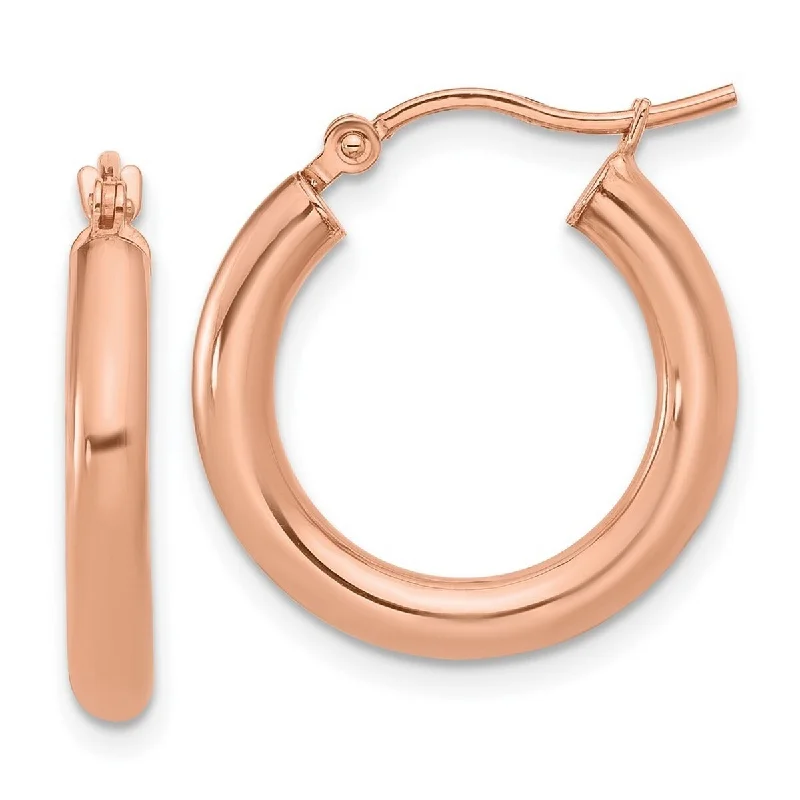 Curata 10k Rose Gold Polished 3x20mm Classic Hoop Earrings