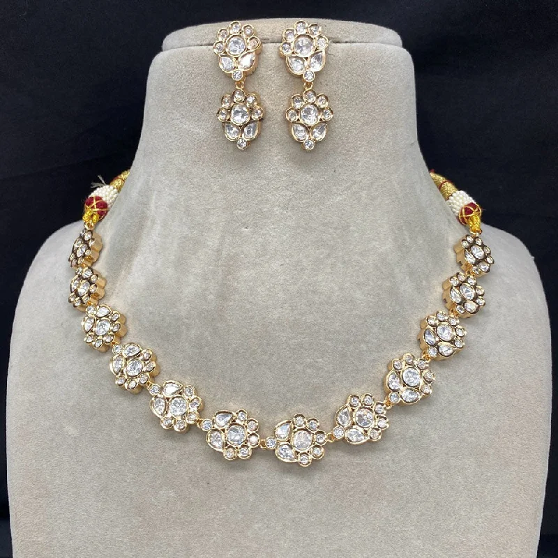 Royal Kundan Jewellery Gold Plated Polki Kundan Necklace Set