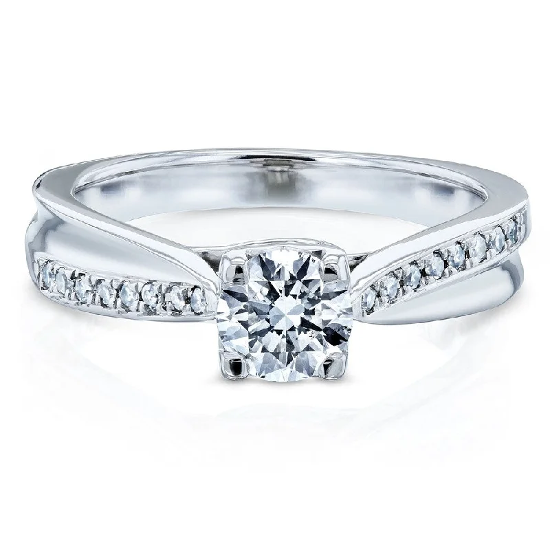 Annello by Kobelli 14k White Gold 1/2 Carat ct.tw Ribbon Bypass Round Brilliant Cut Diamond Ring