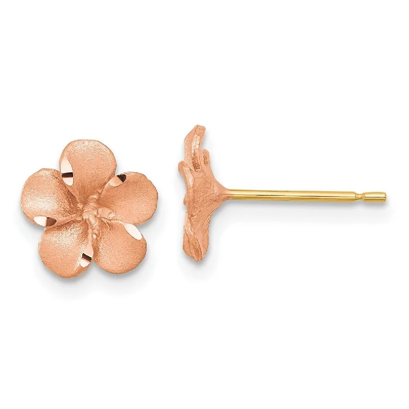 Curata 14k Rose Gold 8.5mm Plumeria Flower Post Earrings