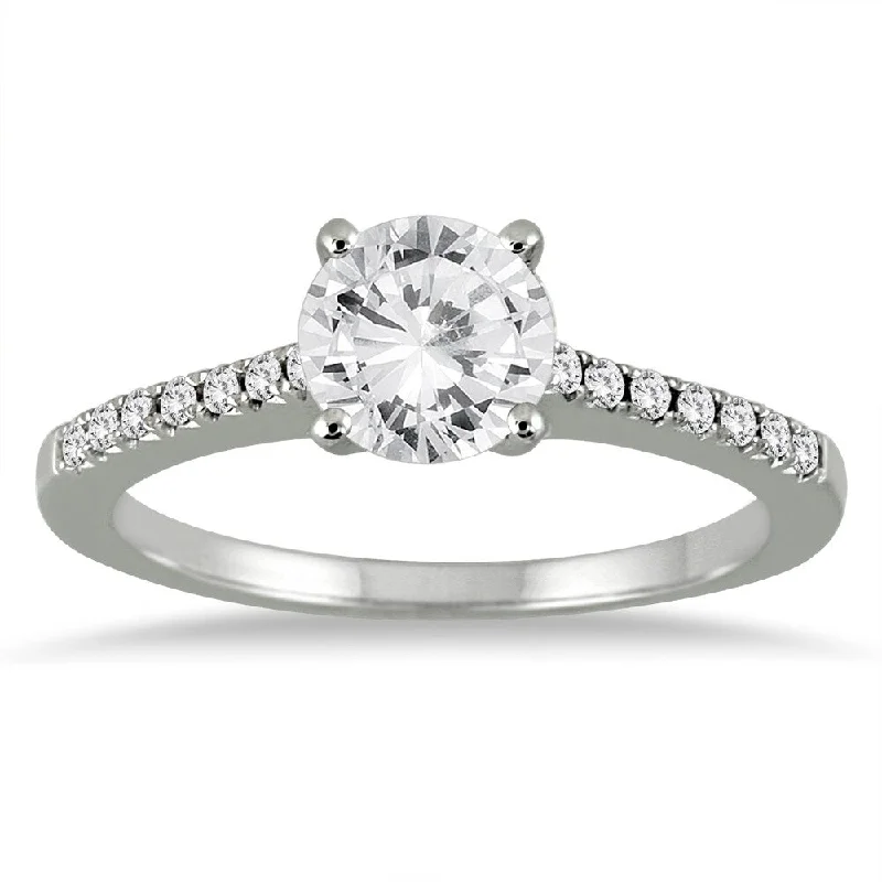 AGS Certified 1 1/8 Carat TW Diamond Ring in 14K White Gold (J-K Color, I2-I3 Clarity)