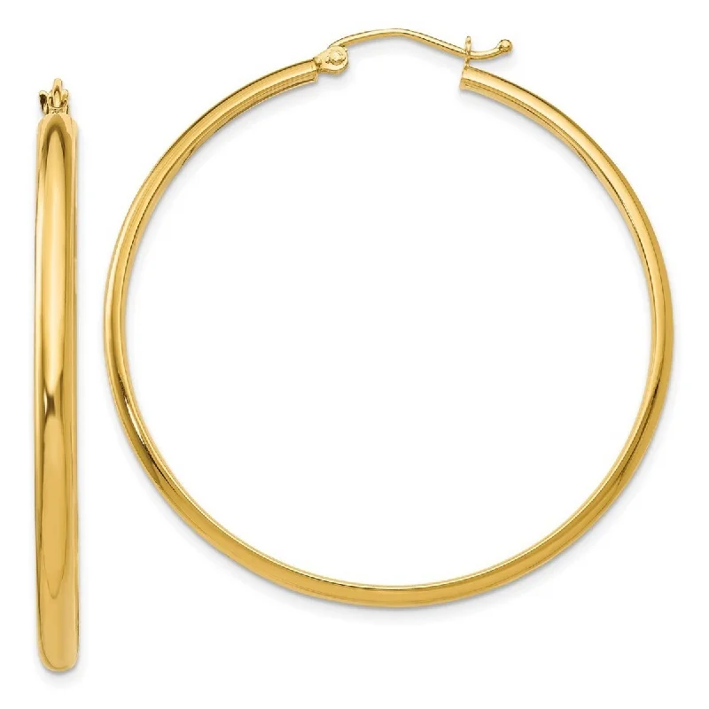 Curata 14k Yellow Gold 2.75x44mm Polished Hoop Earrings