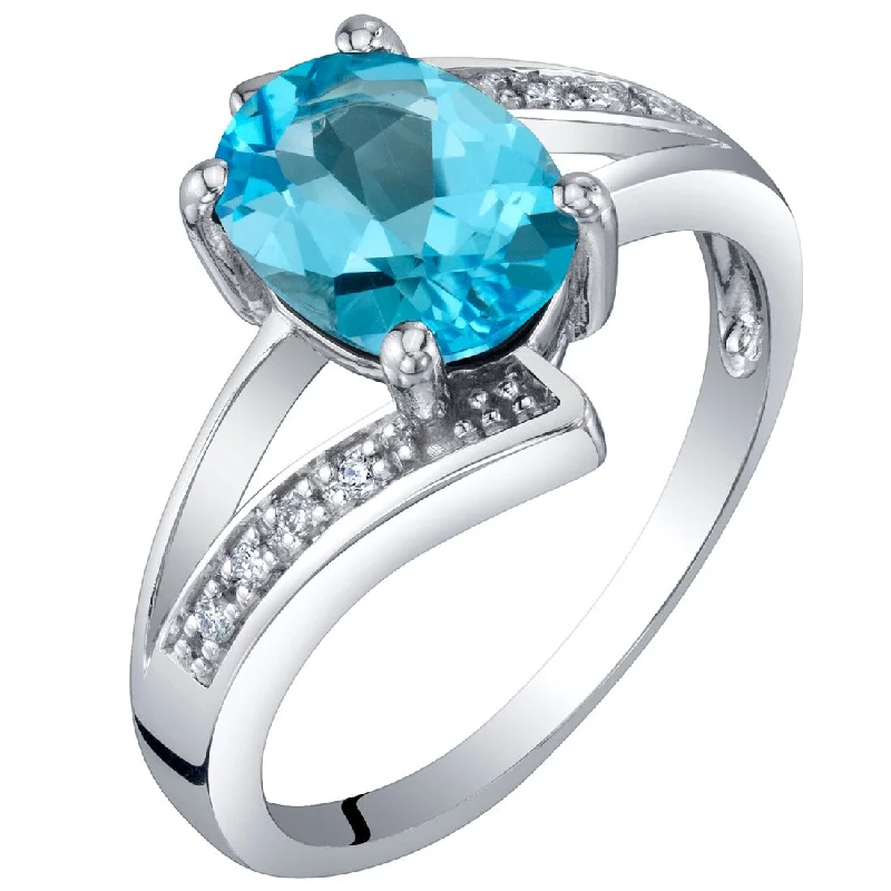 14k White Gold 1.29ct Swiss Blue Topaz and Diamond Ring