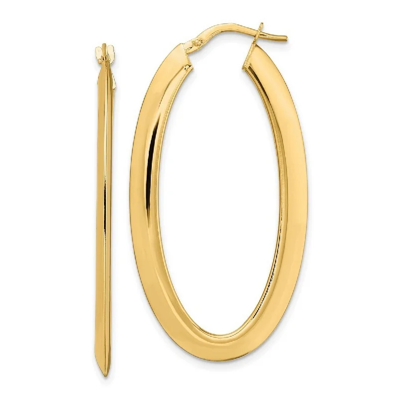 Curata 14k Yellow Gold Polished Knife-edged 45.8x2.1mm Oval Hoop Earrings