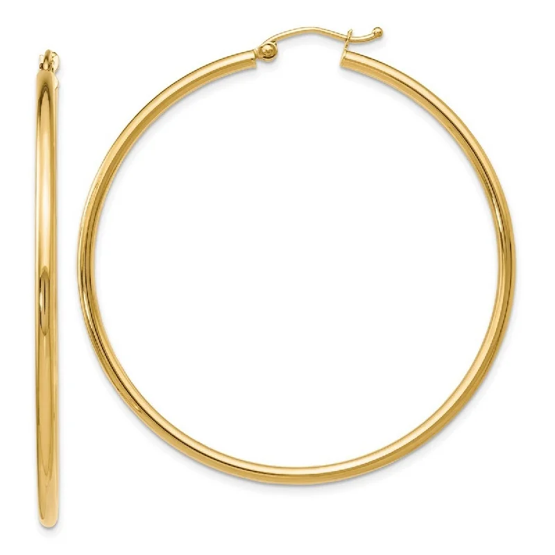 Curata 10k Yellow Gold Polished Hinged 51x2mm Round Hoop Earrings