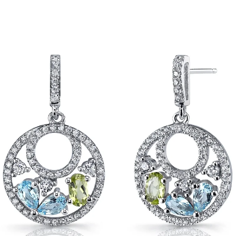 Sterling Silver 1ct Swiss Blue Topaz Pear Dangling Earrings