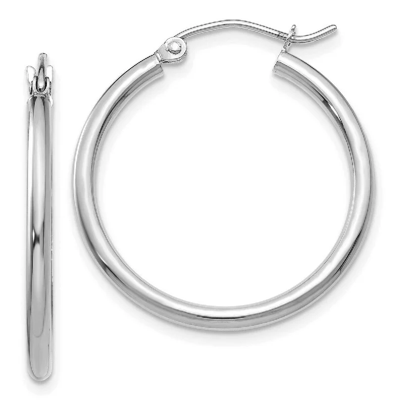 Curata 14k White Gold Polished 2x25mm Lightweight Hoop Earrings