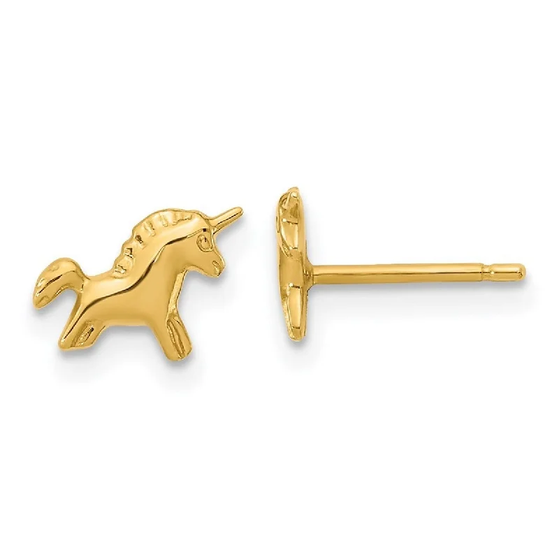 Curata 14k Yellow Gold Polished Unicorn Post Earrings - 6.5x8.5mm