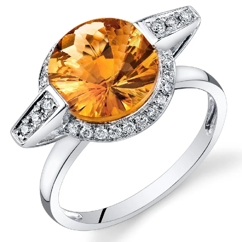 14k White Gold 3.1ct Citrine and Diamond Ring