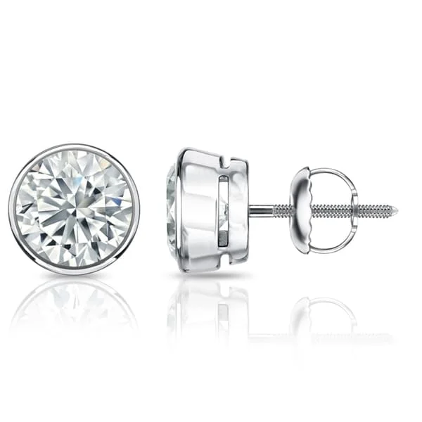 Auriya 2 1/2ctw Round Diamond Stud Earrings Bezel-set 18k Gold - GIA Certified