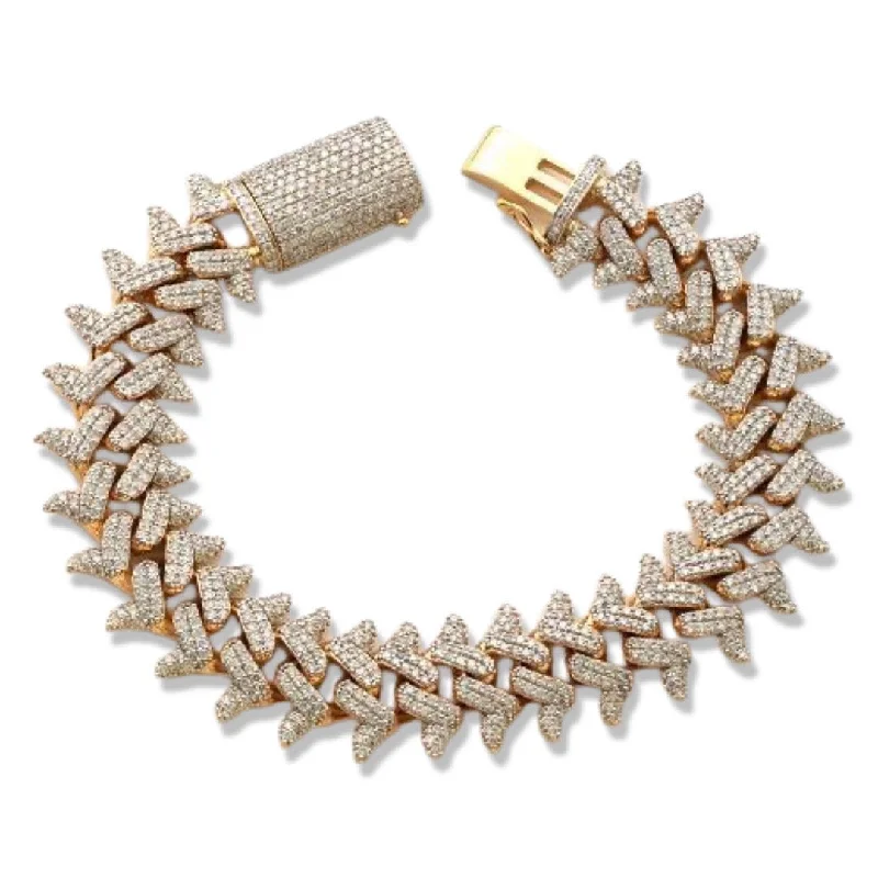 10KY 11.58CTW DIAMOND SPIKED CUBAN BRACELET