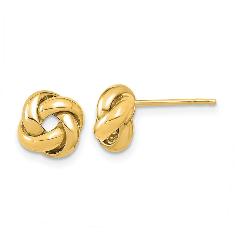 Curata 14k Yellow Gold Polished 9mm Love Knot Post Earrings