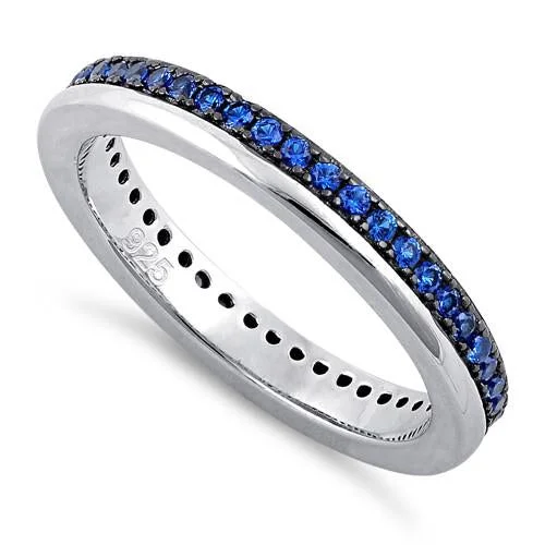 Sterling Silver Blue CZ Eternity Band