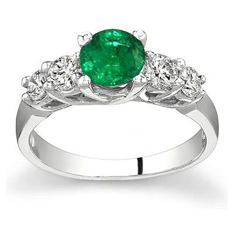 5 Stone Emerald and Diamond Ring