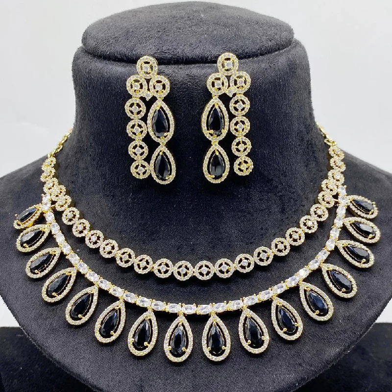 JCM Gold Plated American Diamond Necklace Set