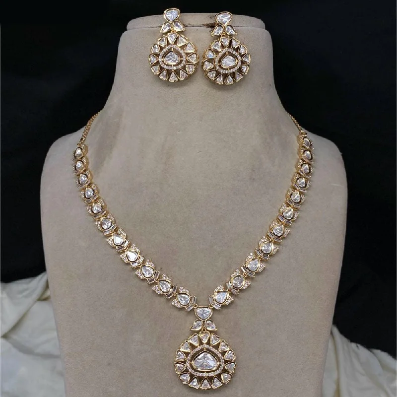 Royal Kundan Jewellery Gold Plated Polki Kundan Necklace Set