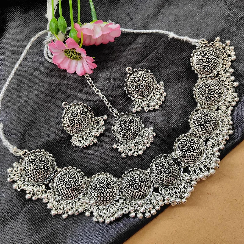 Bhavi Jewels Oxidised  Plated Necklace Set