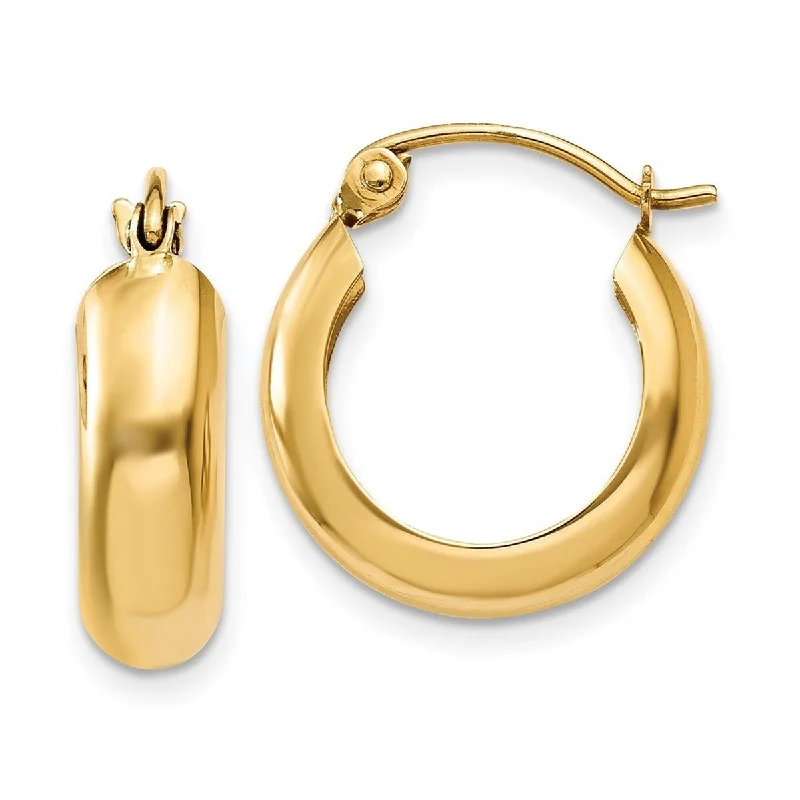 Curata 14k Yellow Gold Polished 13x4mm Round Hoop Earrings