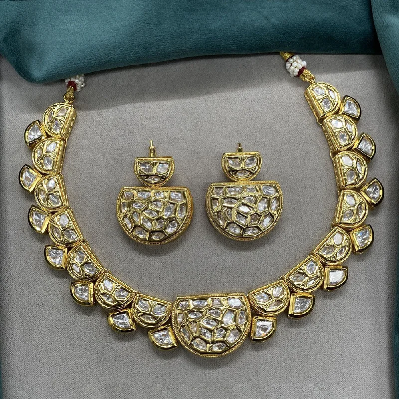 Royal Kundan Jewellery Gold Plated Polki Kundan Necklace Set