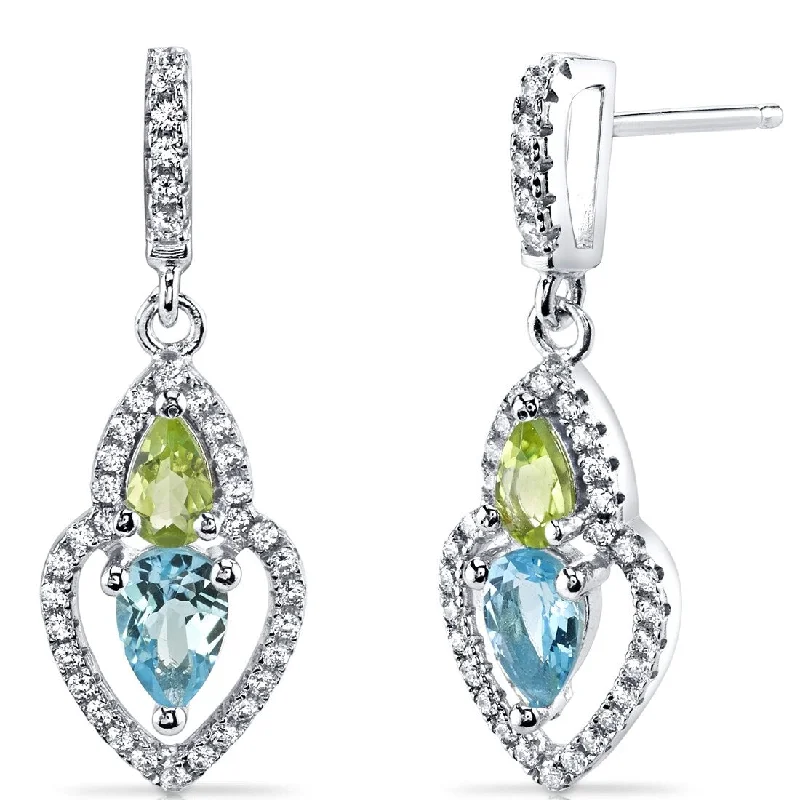 Sterling Silver 0.5ct Swiss Blue Topaz Pear Dangling Earrings