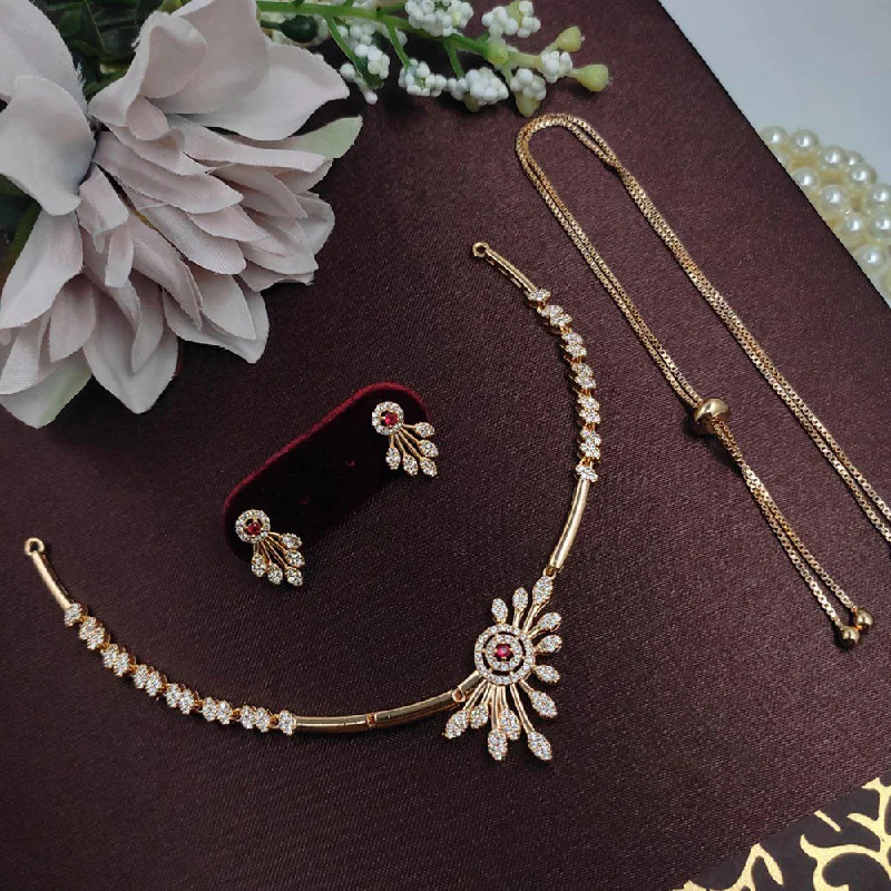 Aamrapali Gold Plated American Diamond Necklace Set