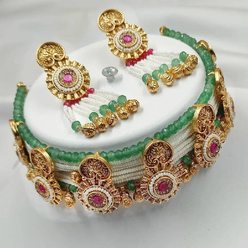 Padmawati Bangles Gold Plated Kundan Stone Choker Necklace Set