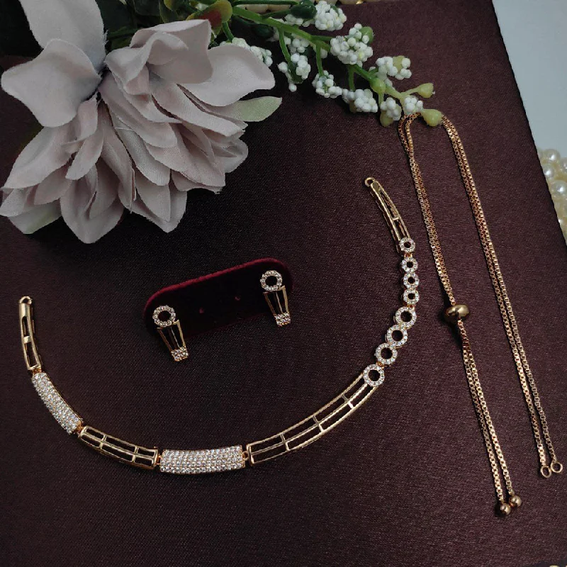 Aamrapali Gold Plated American Diamond Necklace Set